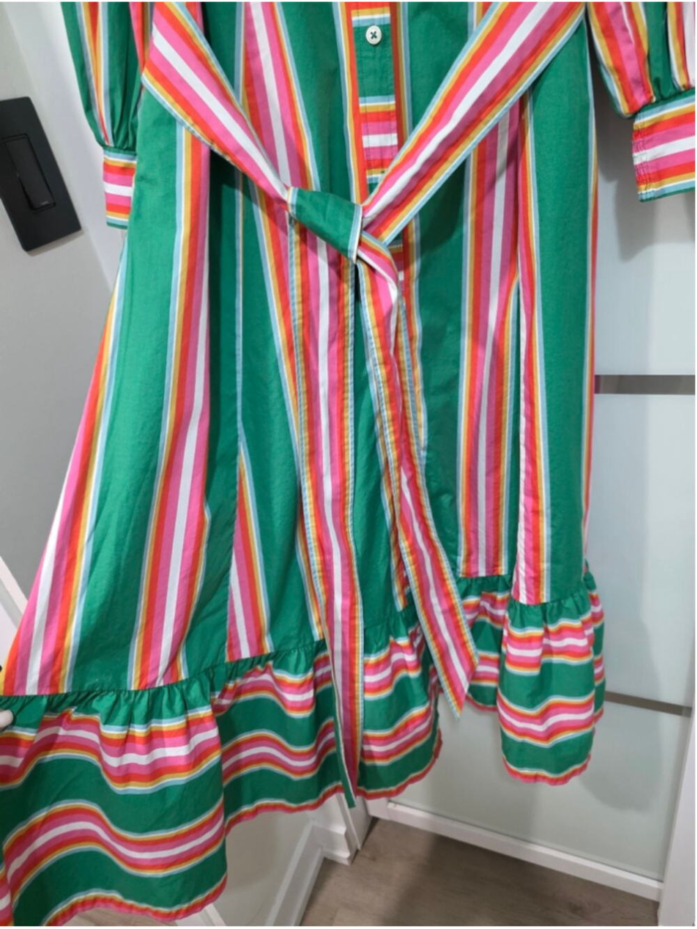 Boden Astrid Green Multicolor Stripe Midi Shirt Dress Size US 10R - Picture 10 of 16
